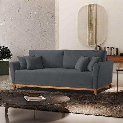 Sofá B010 3 Lugares Fixo 160cm Cinza Escuro em Veludo Meu Sofá Online