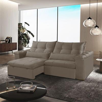 Sofá B002 Exclusive Retrátil e Reclinável 230cm Veludo Capuccino