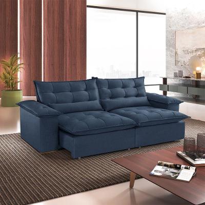 Sofá Alice A259 3 Lugares Retrátil e Reclinável 210cm Azul Linho Meu Sofá Online