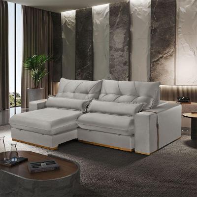 Sofá A304 3 Lugares Retrátil e Reclinável 250cm Cinza Claro Meu Sofá Online