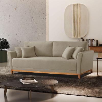 Sofá A226 3 Lugares Fixo 210cm Linho Bege Meu Sofá Online