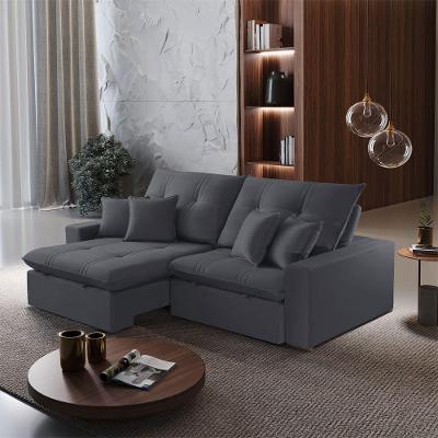 Sofá B010 4 Lugares Retrátil e Reclinável 250cm Veludo Cinza Escuro