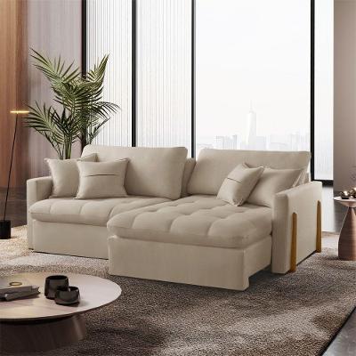 Sofá Cama A303 3 Lugares Retrátil e Reclinável 260cm Linho Bege Claro