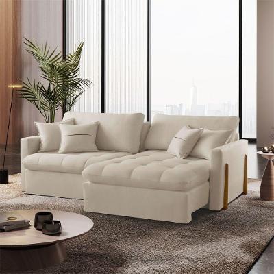 Sofá Cama A294 Boucle Creme Retrátil e Reclinável 200cm Meu Sofá Online
