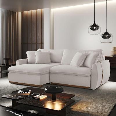 Sofá Cama A302 Retrátil e Reclinável 270cm Linho Branco com Almofadas Meu Sofá Online