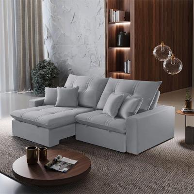 Sofá B026 4 Lugares Retrátil e Reclinável 290cm Veludo Prata Meu Sofá Online