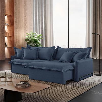 Sofá Cama A259 Leona 3 Lugares Retrátil e Reclinável Linho Azul Meu Sofá Online