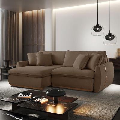Sofá Cama B016 Retrátil e Reclinável 270cm Veludo Marrom Meu Sofá Online
