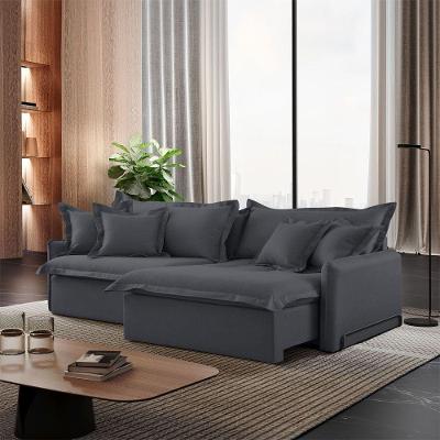 Sofá Cama B010 3 Lugares Retrátil e Reclinável 270cm Cinza Veludo Meu Sofá Online