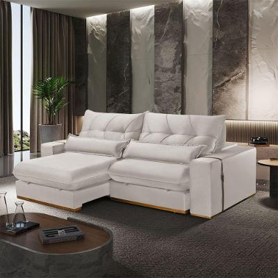 Sofá Retrátil A302 230cm Branco em Linho com Encosto Ajustável Meu Sofá Online