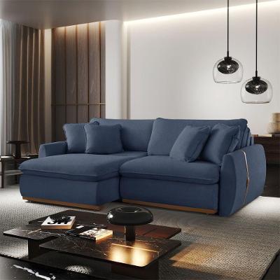 Sofá Cama A259 Retrátil e Reclinável 210cm Linho Azul Meu Sofá Online