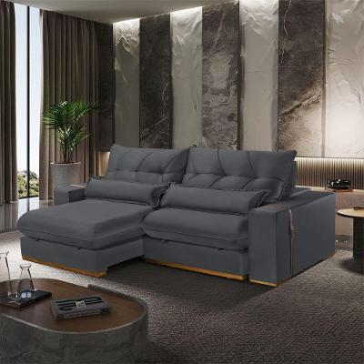 Sofá B010 4 Lugares Retrátil e Reclinável 290cm Cinza Escuro Meu Sofá Online