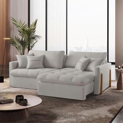 Sofá Cama A304 Retrátil e Reclinável 180cm Linho Cinza Claro Meu Sofá Online