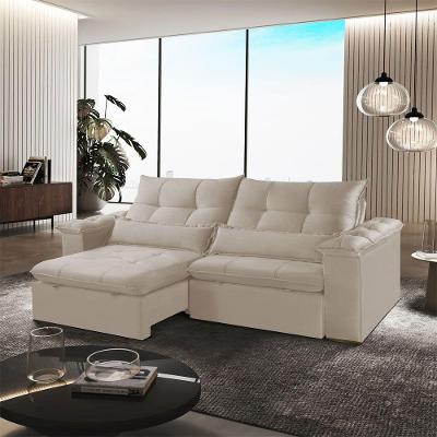 Sofá Exclusive A303 3 Lugares Retrátil Reclinável 210cm Bege Claro Meu Sofá Online
