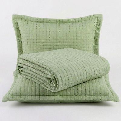 Kit Cobre Leito Bordare Queen 3 Peças 300 Fios Toque de Algodão Verde Pistache Casa Scarpa