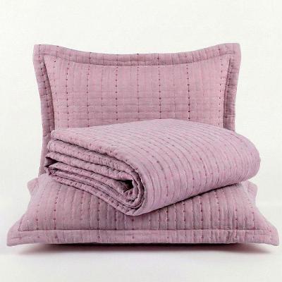 Kit Cobre Leito Bordare Queen 3 Peças 300 Fios Percal Toque de Algodão Roxo Malva Casa Scarpa