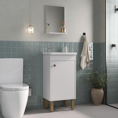 Gabinete de Banheiro CR10157 1 Porta MDP 45CM Branco Multimóveis