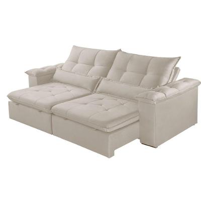 Sofá Exclusive A294 Retrátil e Reclinável 250cm Creme Boucle Meu Sofá Online