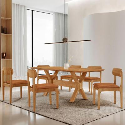 Conjunto Star 6 Lugares Tampo MDF Barril Base em X Imbuia Moderna