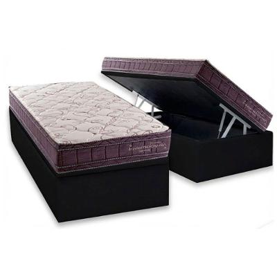 Cama Box Baú Solteiro CRC Corano Black Colchão Molas Ensacadas Euro Pillow Preto Kappesberg