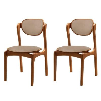 Cadeiras de Jantar Solaris Soft Madeira Maciça Veludo Creme Moderna