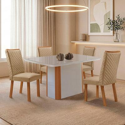 Mesa de Jantar Isadora 4 Lugares Tampo MDF Off White 120CM Moderna
