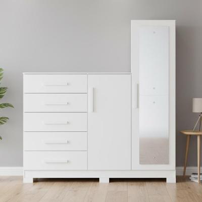 Comoda Sapateira Trieste A04 5 Gavetas MDF MDP Puxador MDF Branco Lyam Decor