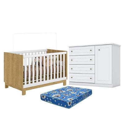 Kit Berço Americano Mini Cama Q Encanto Slim MDP Colchão Incluso Branco Qmovi