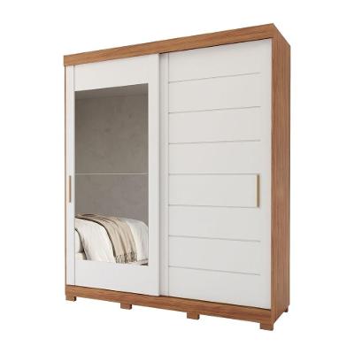 Guarda Roupa Casal Flower 2 Portas de Correr 4 Gavetas com Espelho MDF Madeir-Off