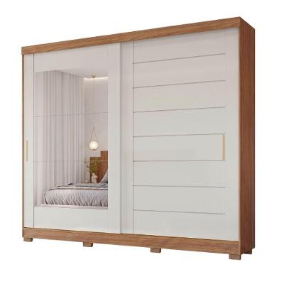 Guarda Roupa Casal Florida 2 Portas de Correr 8 Gavetas MDF Madeir-Off Panan Móveis