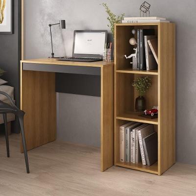 Escrivaninha com Estante CR25353 Moderno 3 Nichos MDP 115CM Mel Multimóveis