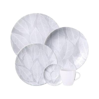 Aparelho de Jantar Arbo 20 Peças Porcelana Floral Branco Tramontina