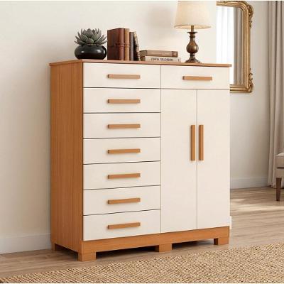 Comoda Sapateira Vercelli A04 8 Gavetas MDP Puxadores MDF Cinamomo Off White Lyam Decor