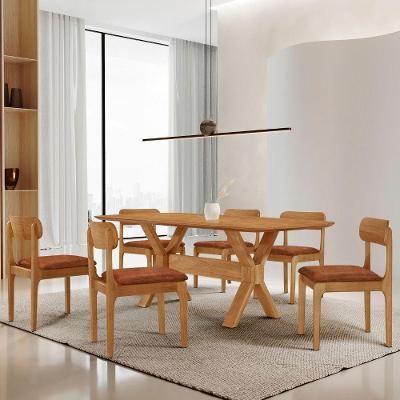 Conjunto Star 6 Lugares Tampo MDF Barril Base em X Imbuia 180CM Moderna