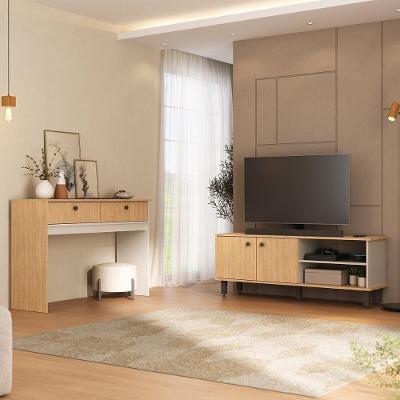 Kit Rack TV 50" com Aparador Buffet MDP CR45361 Carvalho Nature Multimóveis