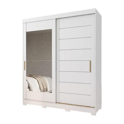 Guarda Roupa Casal Flower 2 Portas de Correr 4 Gavetas MDF Branco Panan Móveis