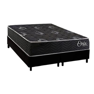 Cama Box com Colchao Queen Kappesberg D28 Anatomico Onix Espuma Revestimento Courino Preto