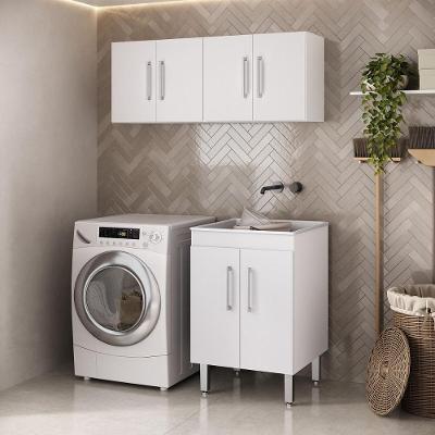 Kit Armários Lavanderia CR30056 6 Portas MDP Branco Multimóveis