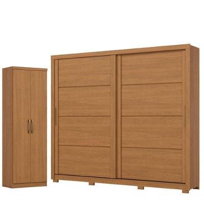 Guarda Roupa Casal Palace D237 2 Portas de Correr 4 Gavetas Armário Cinamomo Henn