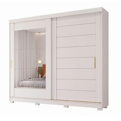 Guarda Roupa Casal Florida 2 Portas de Correr 8 Gavetas MDF Branco Panan Móveis