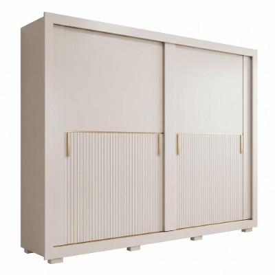 Guarda Roupa Casal Clara 2 Portas de Correr 6 Gavetas MDF Off White Grafiato