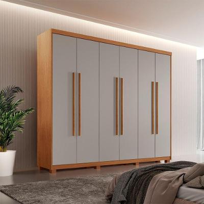 Guarda Roupa Casal Heros 6 Portas 2 Gavetas MDF com Pés Naturalle Moderna