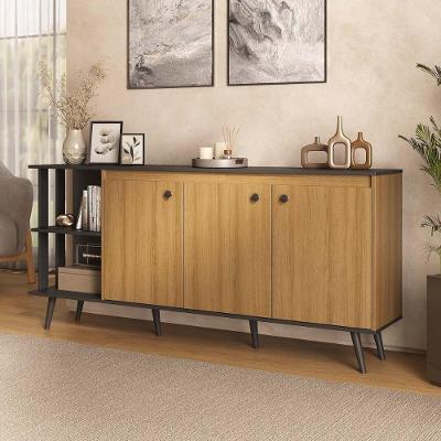 Aparador Buffet Retrô 3 Portas 2 Nichos MDP 180CM Mel Multimóveis