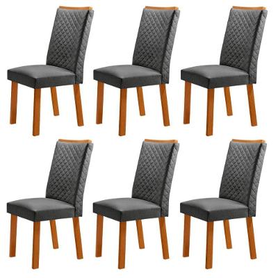 Cadeiras Lira Jantar Estrutura MDF Estofado Linho Grafite e Naturalle Moderna