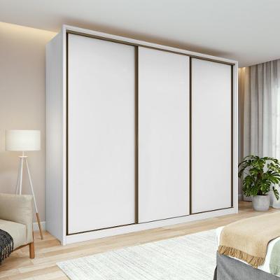 Guarda Roupa Casal Vitta 3 Portas de Correr 6 Gavetas MDF Branco Móveis Lopas