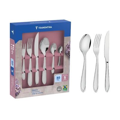 Faqueiro Laguna 30 Peças Aço Inox Alto Brilho Cinza Tramontina