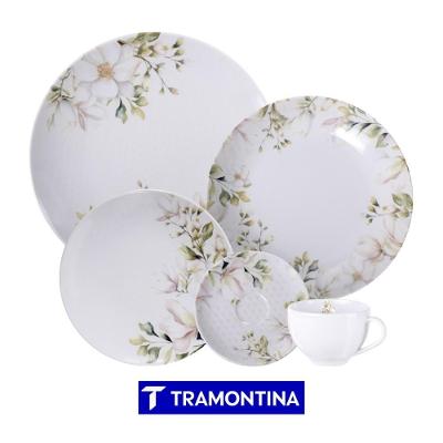 Aparelho de Jantar Magnolia 20 Peças Porcelana Floral Branco Tramontina