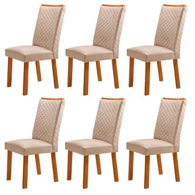 Conjunto 6 Cadeiras Lira Estrutura MDF Veludo Creme Naturale Moderna