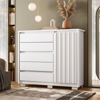 Comoda Sapateira Sardenha A04 5 Gavetas MDF MDP Branco para Quarto Lyam Decor