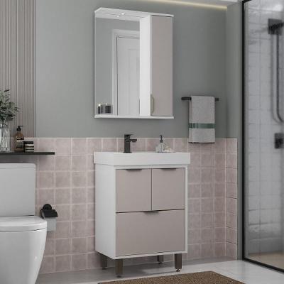 Gabinete de Banheiro com Pia CR10161 4 Portas MDP 60CM Branco-Fumê Multimóveis